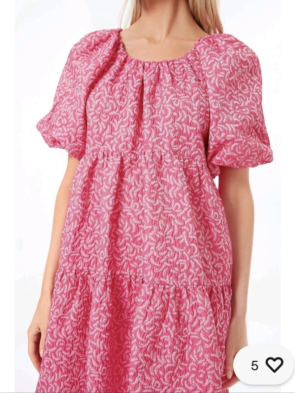 Tuckernuck Hyacinth House Textured Belinda Pink Babydoll Mini Dress Size Large